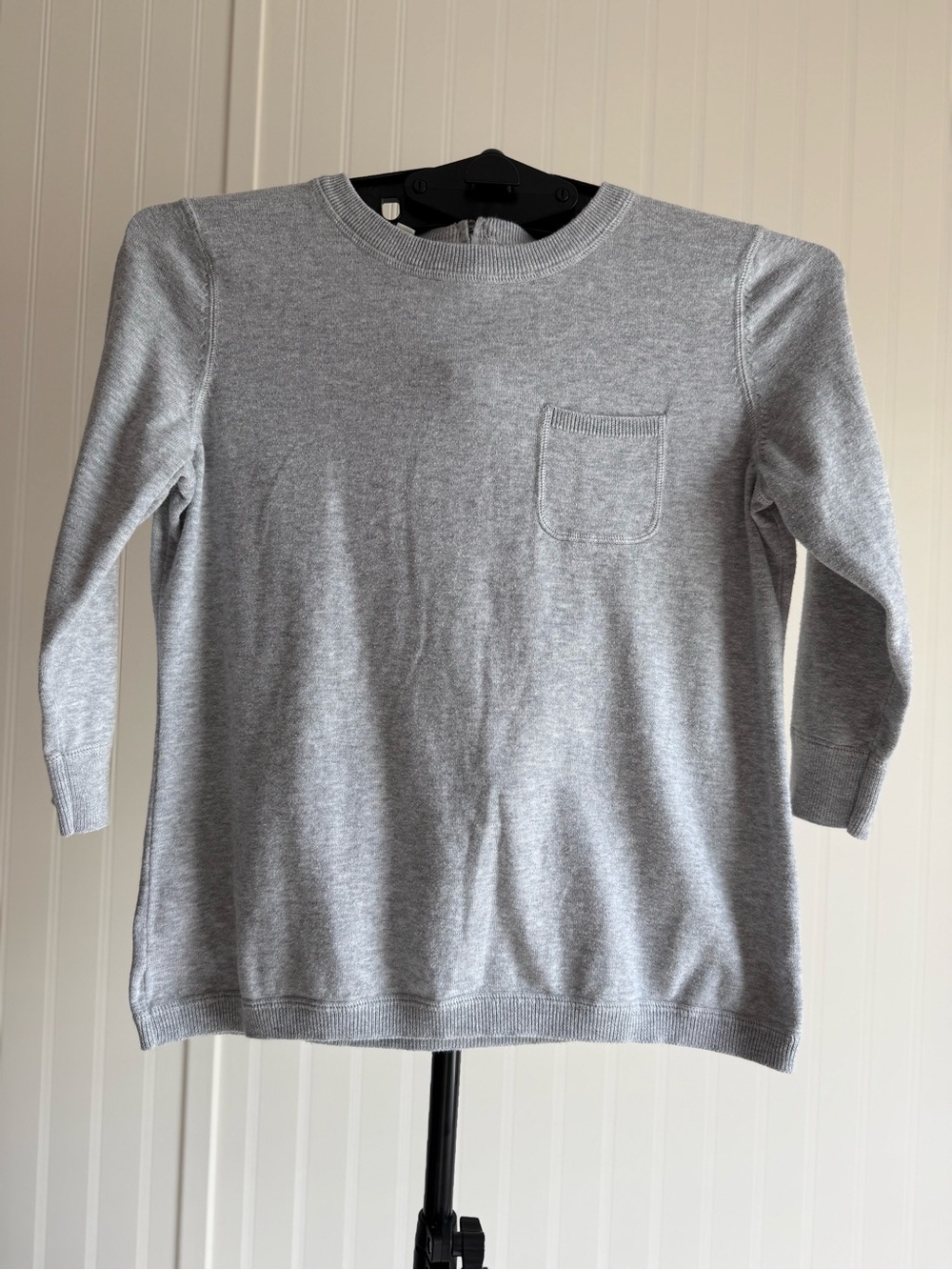 Talbots Light Gray Kids Crewneck Sweater with Chest Pocket